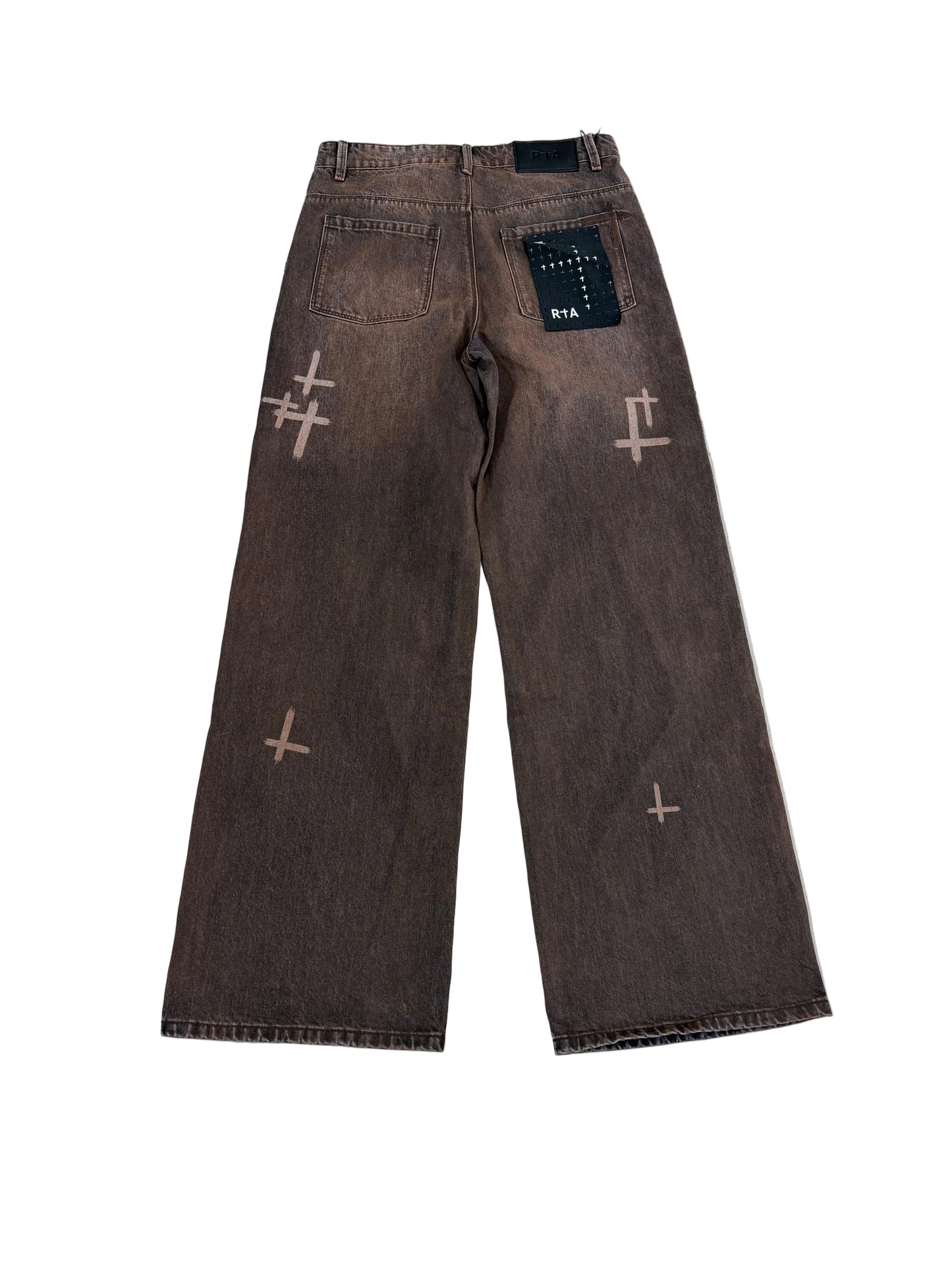 RTA Wide Leg Cross Jeans ‘Brown’