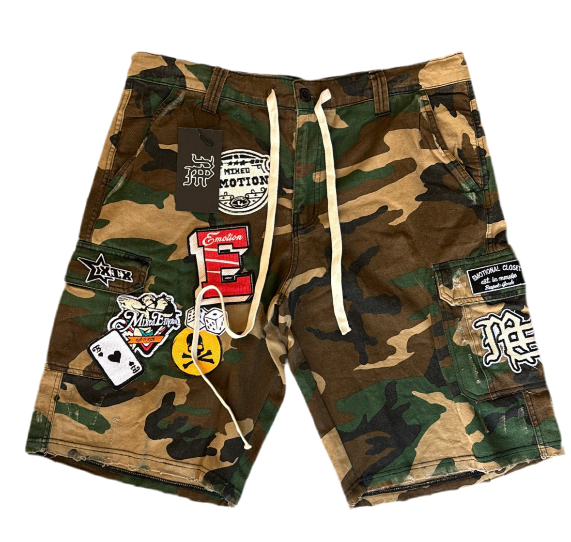 Mixed Emotions Patch Cargo Shorts ‘Camo’