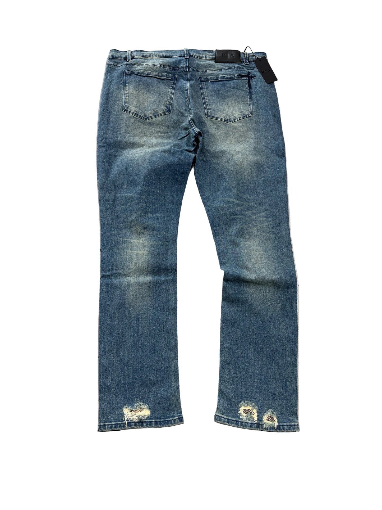 RTA Snakeskin Distressed Skinny Jeans ‘Dark Wash’