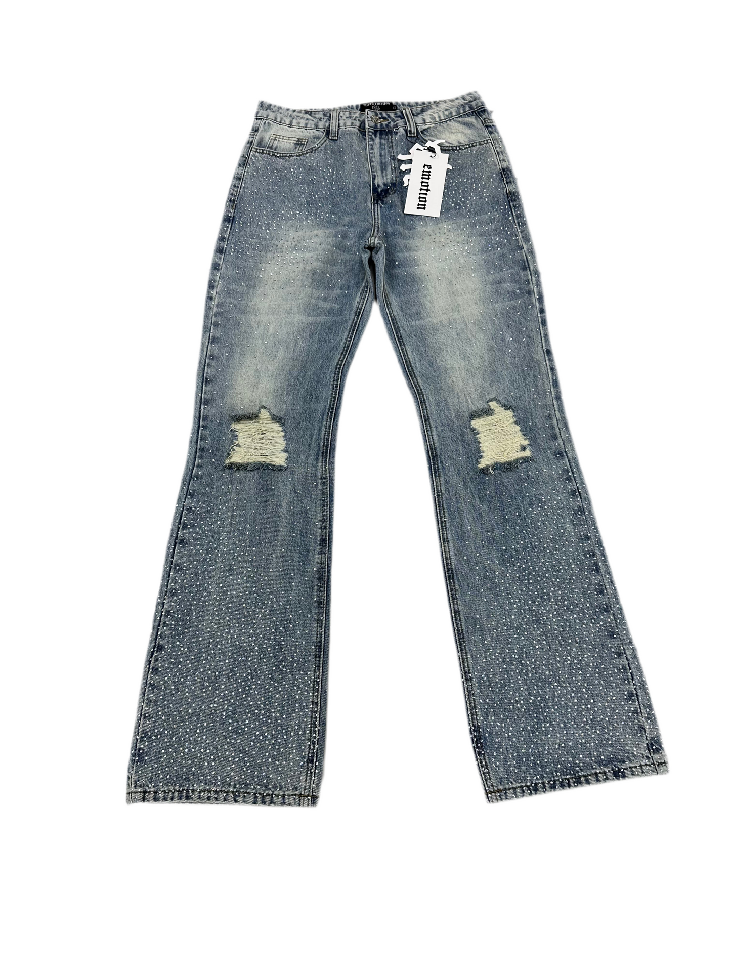 Mixed Emotion Rhinestone Jeans ‘Light Wash’