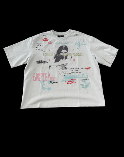 Paper Money Love Letter Tee ‘Light Cream’