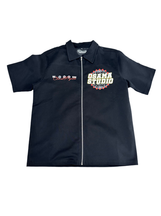 Osama Studios Logo Zip-Polo ‘Black/Red