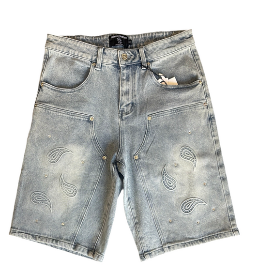 Mixed Emotions Paisley Jorts ‘Light Wash’
