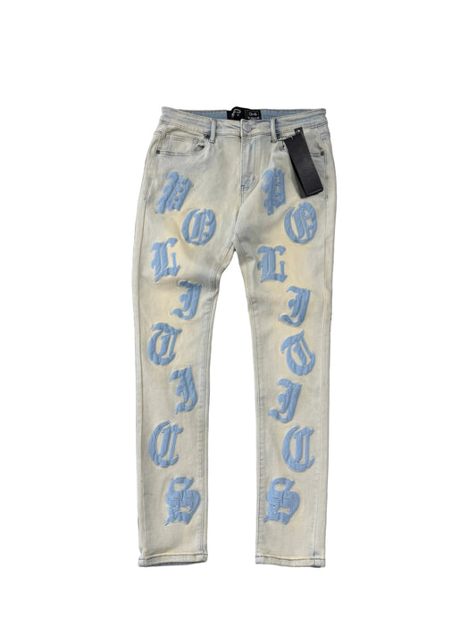 Politics Embedded Jeans ‘Light Wash’