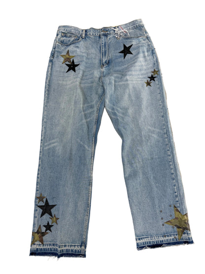 MNML Wide Leg Star Patch Jeans ‘Light Wash’