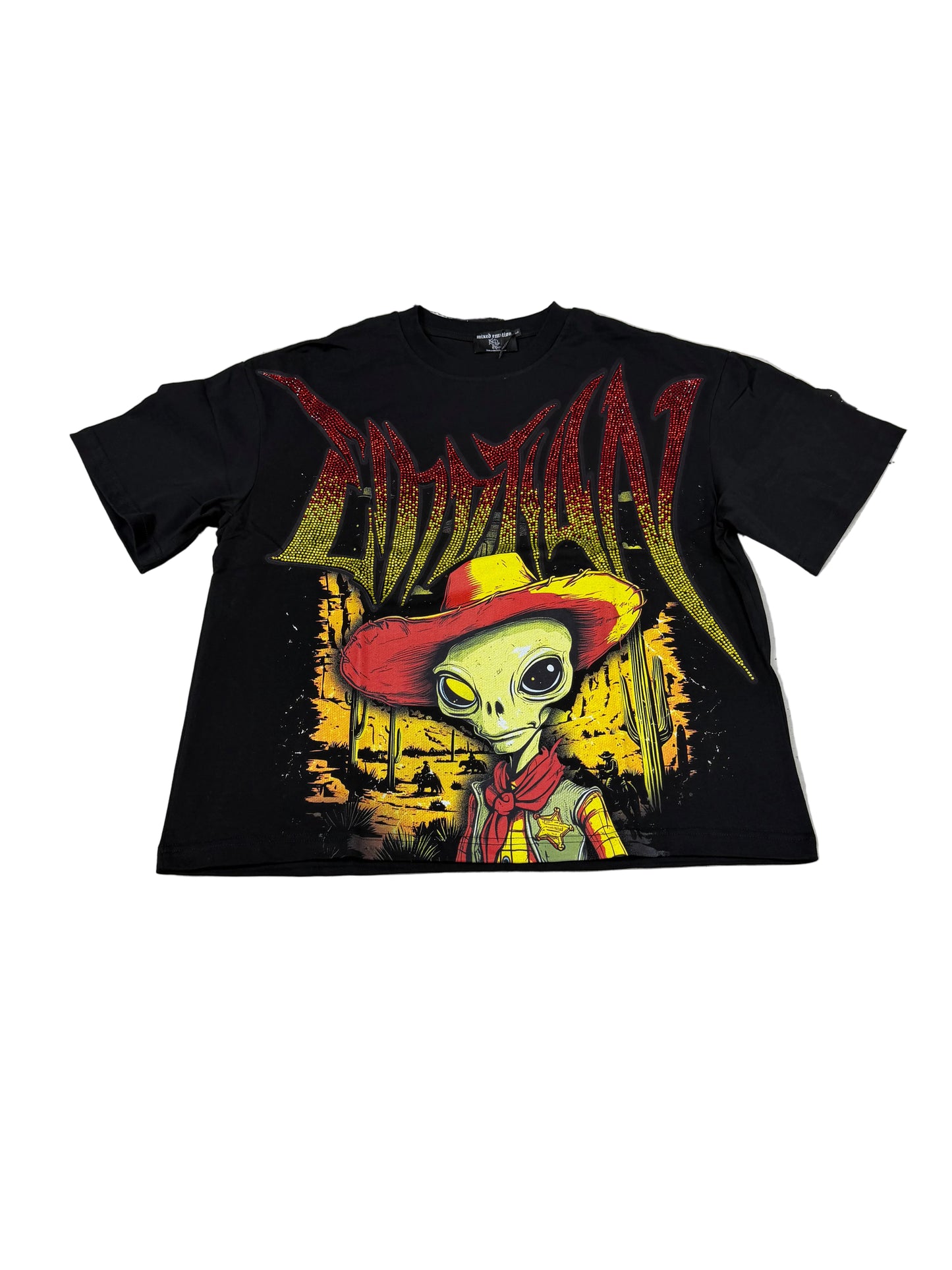 Mixed Emotion Alien Cowboys Bling Tee ‘Black’