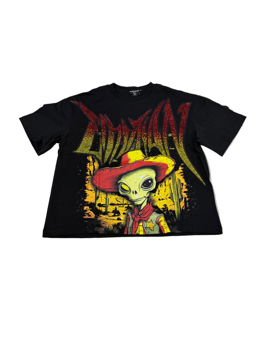 Mixed Emotion Alien Cowboys Bling Tee ‘Black’