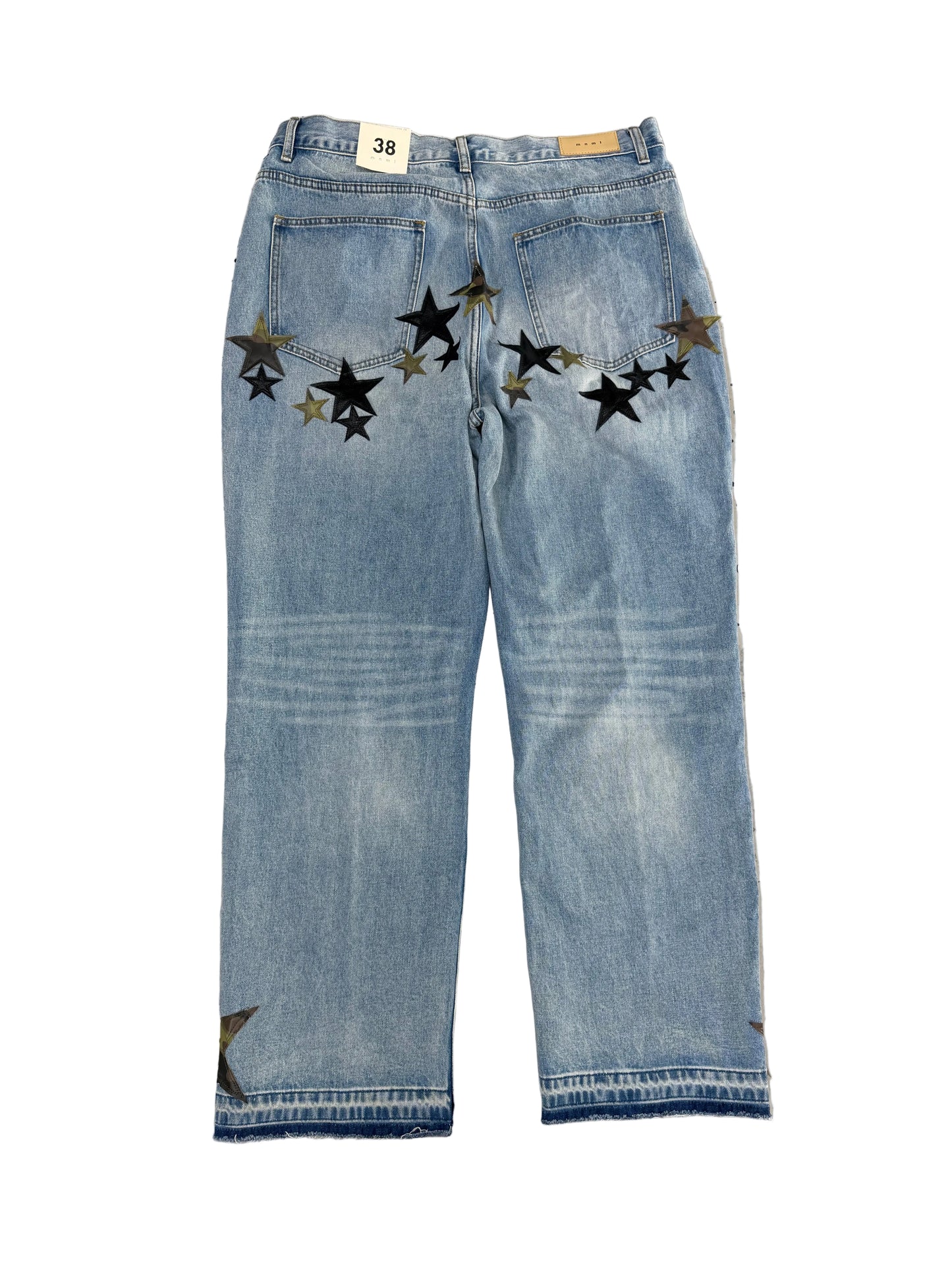 MNML Wide Leg Star Patch Jeans ‘Light Wash’