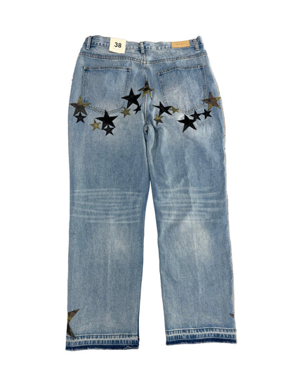 MNML Wide Leg Star Patch Jeans ‘Light Wash’