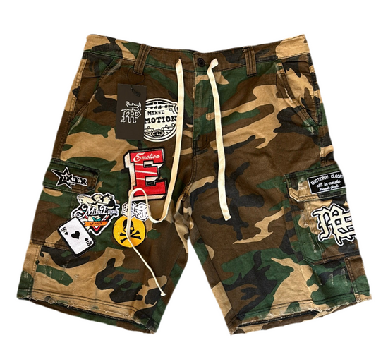 Mixed Emotions Patch Cargo Shorts ‘Camo’