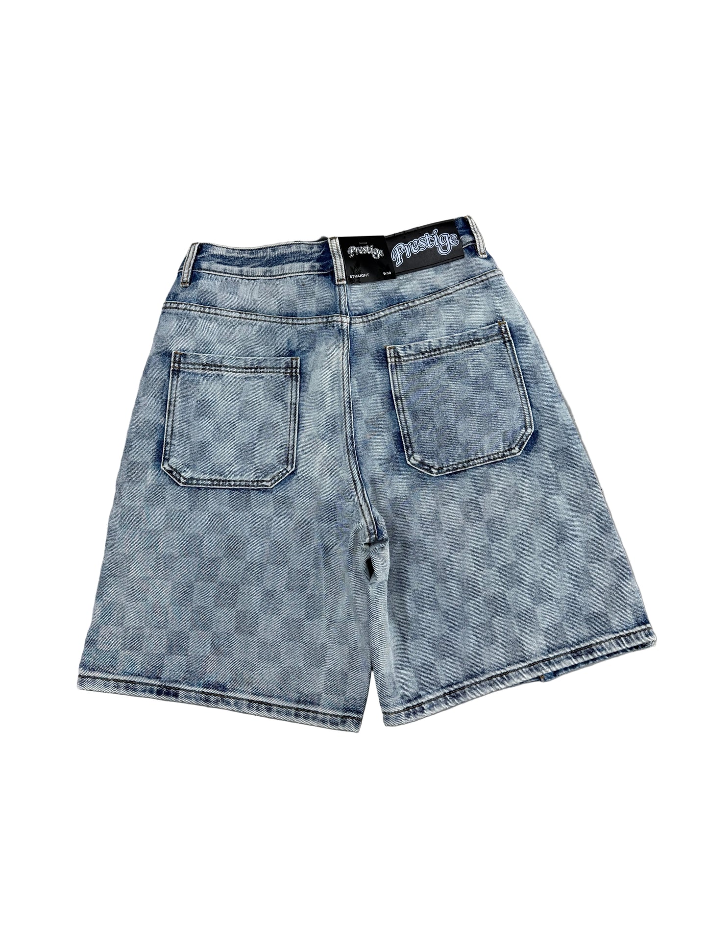 Prestige Checkered Denim Jorts ‘Light Wash’