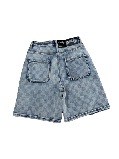 Prestige Checkered Denim Jorts ‘Light Wash’