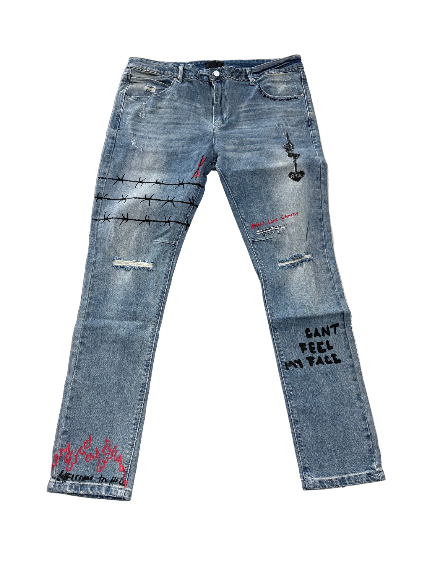 RTA Wired Distressed Skinny Jeans ‘Medium Wash’