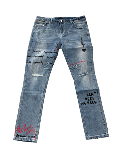 RTA Wired Distressed Skinny Jeans ‘Medium Wash’