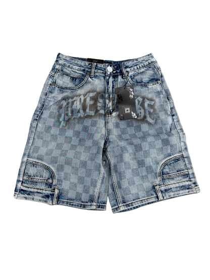 Prestige Checkered Denim Jorts ‘Light Wash’