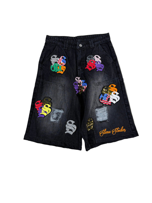 Slime Studios Patched Jorts ‘Black’