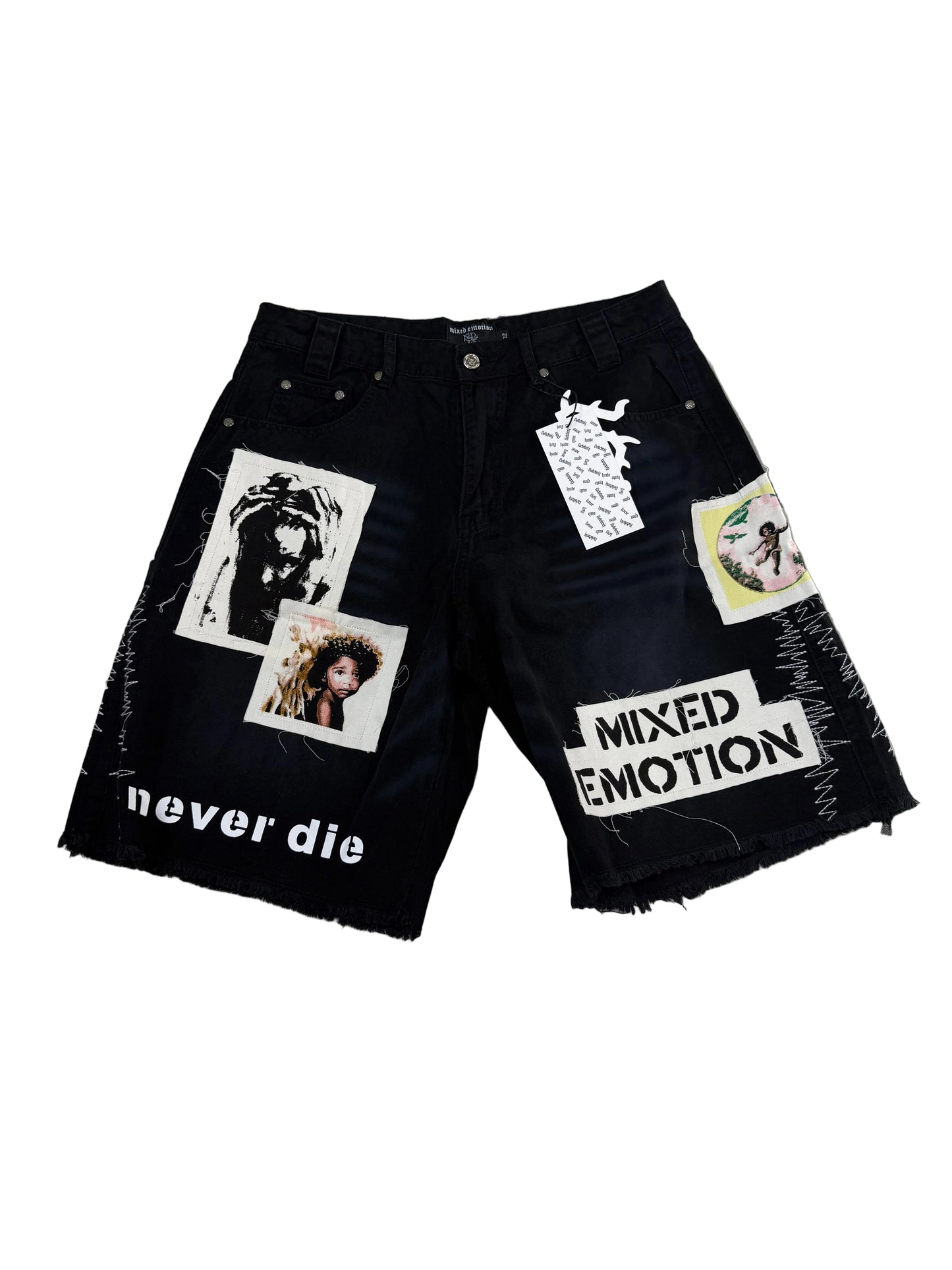 Mixed Emotion Patched Jorts ‘Black’