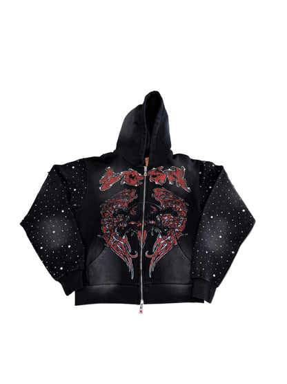 Lost Intricacy Bling Zip-Up ‘Black/Red’