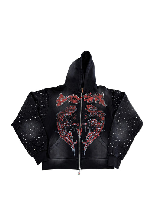 Lost Intricacy Bling Zip-Up ‘Black/Red’