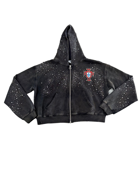 Vale Clustered Bling Zip-Up ‘Black/Red’