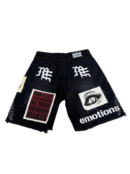 Mixed Emotion Patched Jorts ‘Black’
