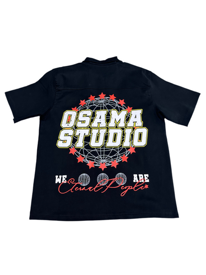 Osama Studios Logo Zip-Polo ‘Black/Red