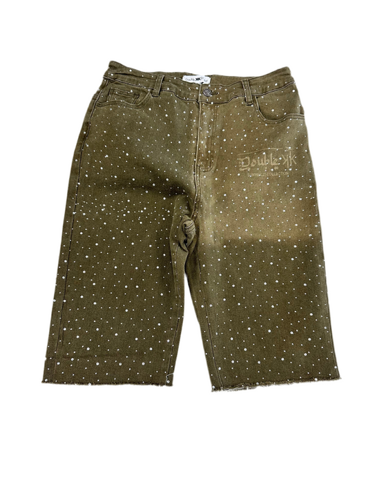 DoubleK Bling Jorts ‘Washed Olive’