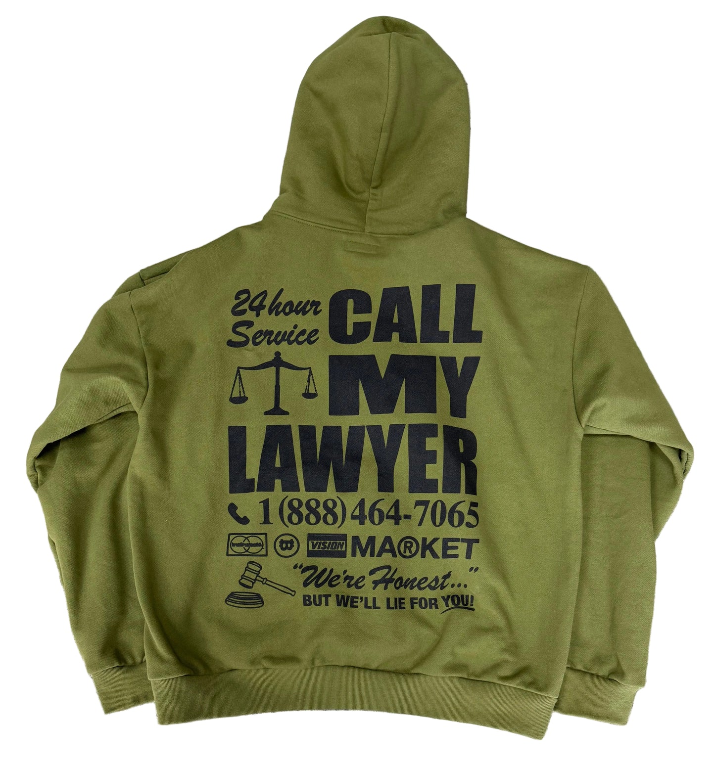 Market Call My Lawyer Hoodie ‘Olive/Black’