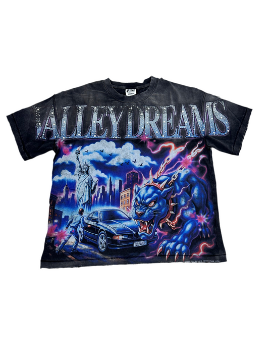Vale Bling Pink Lightning Tee ‘Ash Black’
