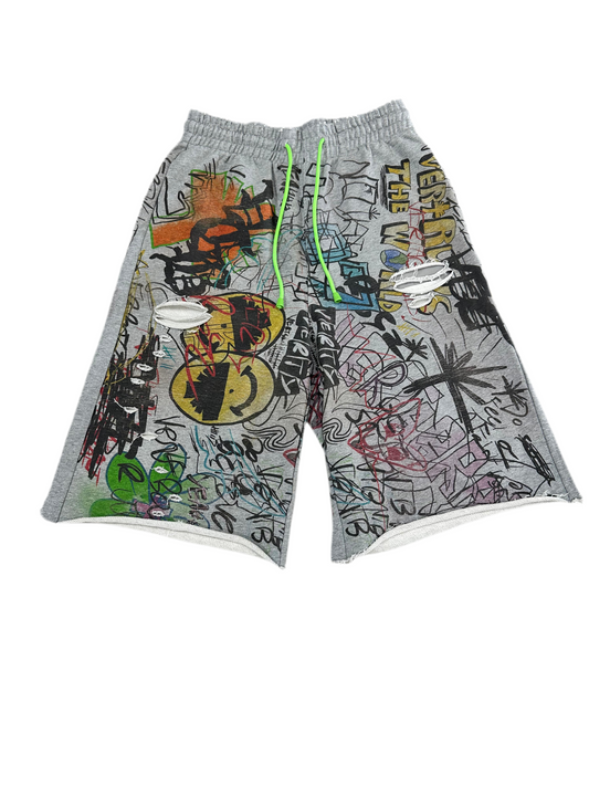 Vertabrae Sweat Shorts ‘Grey/Graffiti’