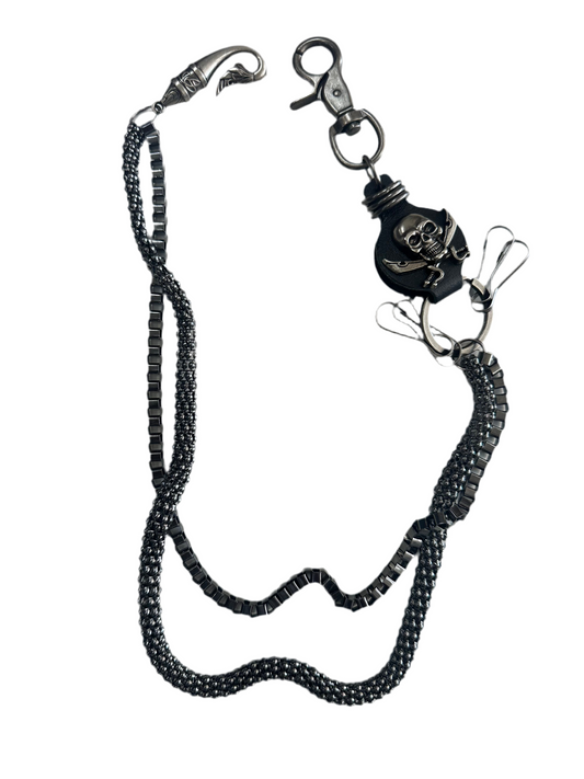 BVA Leather Skull Wallet-Chain ‘Black’