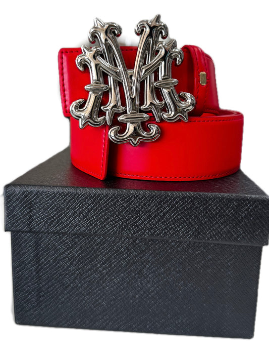 Mezzi Leather Belt 'Red/Silver'