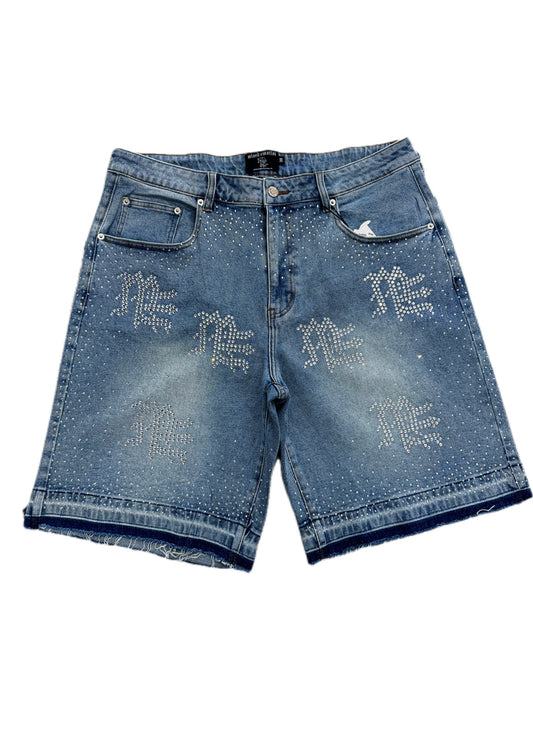 Mixed Emotion Rhinestone Jorts ‘Light Wash’