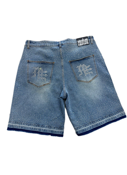Mixed Emotion Rhinestone Jorts ‘Light Wash’
